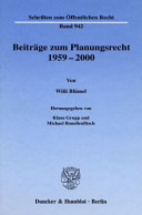 Beiträge zum Planungsrecht : 1959 - 2000