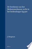 De betekenis van het Mohammedaanse recht in het hedendaagse Egypte