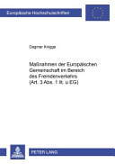 Maßnahmen der Europäischen Gemeinschaft im Bereich des Fremdenverkehrs (Art. 3 Abs. 1 lit. u EG)